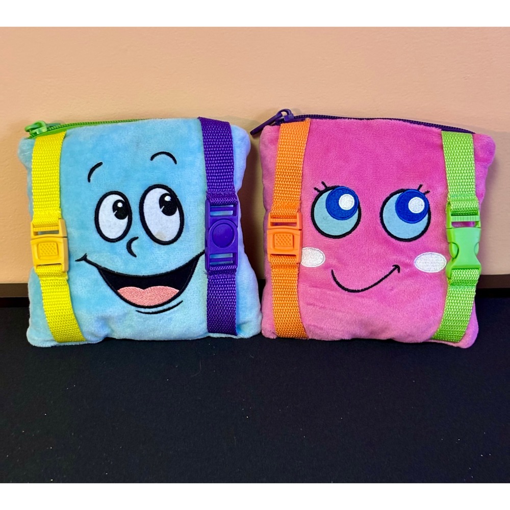 Buckle Toy Bubbles & Bella Square Sensory Plush Toddler Learning Toy Set of 2